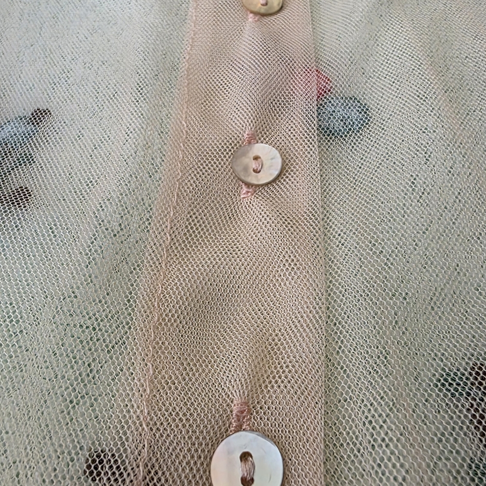 Floral Embroidered Nylon MeshTop - Peachy/Pink XS - Picture 3 of 12